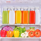 Suclain 10 Pcs 16 oz Glass Juice Bottle with Lids, Clear Reusable Milk Container for Refrigerator, Airtight Heavy Duty Dispenser Drinking Jar for Beverage, Oat, Honey Storage Supply