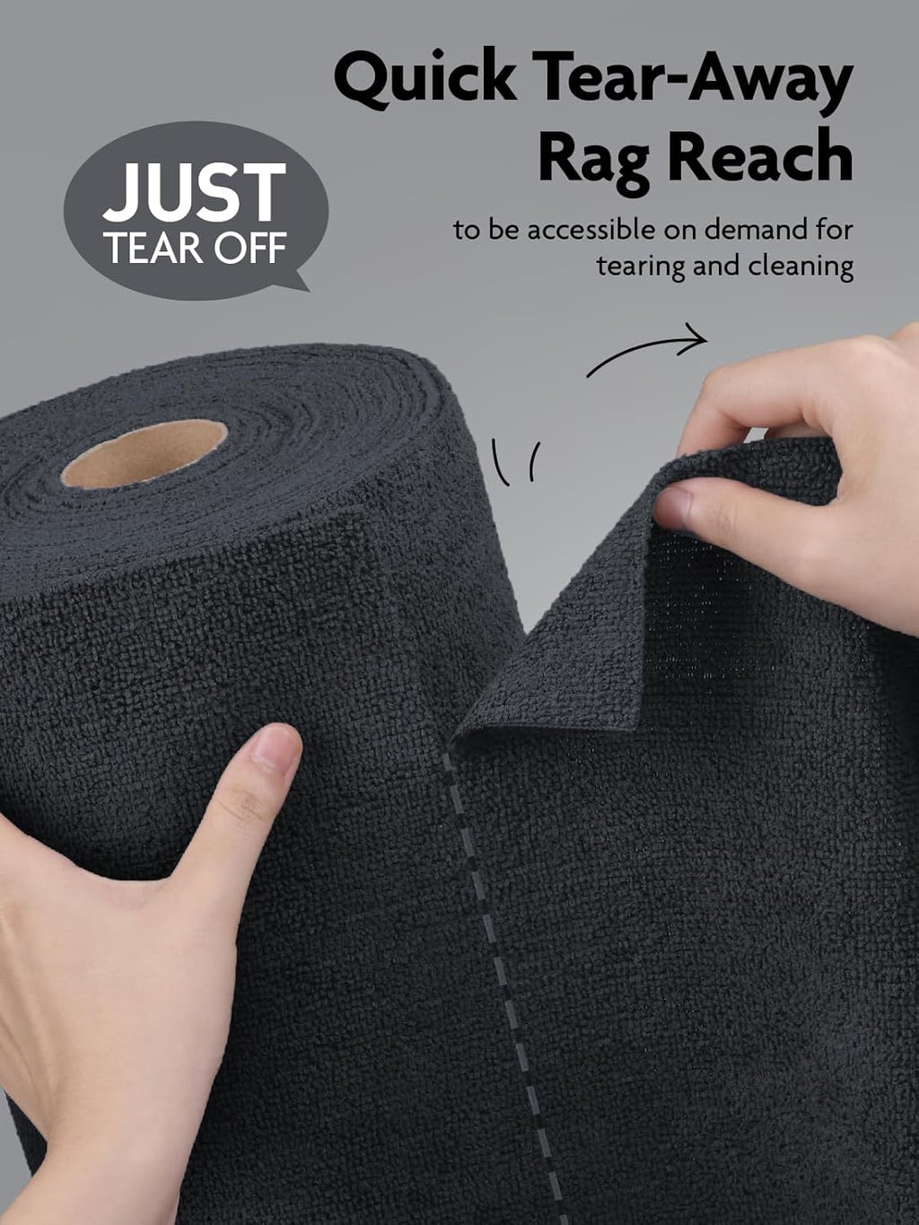 Fantasticlean Microfiber Cleaning Cloth Roll -75 Pack, Tear Away Microfiber Towels, 12" x 12", Reusable, Washable, Scratch Free, Ultra Absorbent for Car, Home Supplies (DimGray)