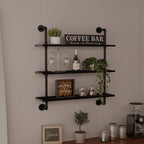 Industrial Pipe Shelf Shelving Bookcase, Wall Mounted Rustic Bookshelf, Floating Bookshelves for Wall,Retro Wood Metal Pipe Industrial Shelves for Living Room