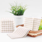 Homaxy 24 Pack Kitchen Dish Cloths, Ultra Soft and Absorbent Dish Towels, Reusable Fast Drying Microfiber Cleaning Cloth, Coral Velvet Wave Design No-lint, 10 x 10 inches, Beige