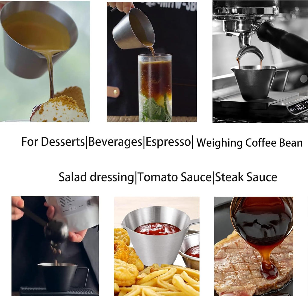 MHW-3BOMBER Espresso Measuring Cup 2oz Espresso Shot Cup Stainless Steel Sauce Cups with Handle for Tomato Sauce|Steak Sauce|Desserts|Beverages (Matte Black) G5141B