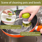 Soap Dispenser Dish Brush Palm Brush Scrub Brush Equipped with Storage Bracket and Drainage Base,Easy to Clean Kitchen Utensils and Sink, Includes a Replaceable Brush（Green）