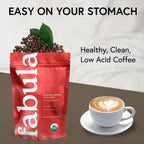 Fabula Coffee Half-Caff Medium Roast Whole Beans - Organic - Low Acid - Single Origin - Non-GMO - Mold Free - 12 Ounces