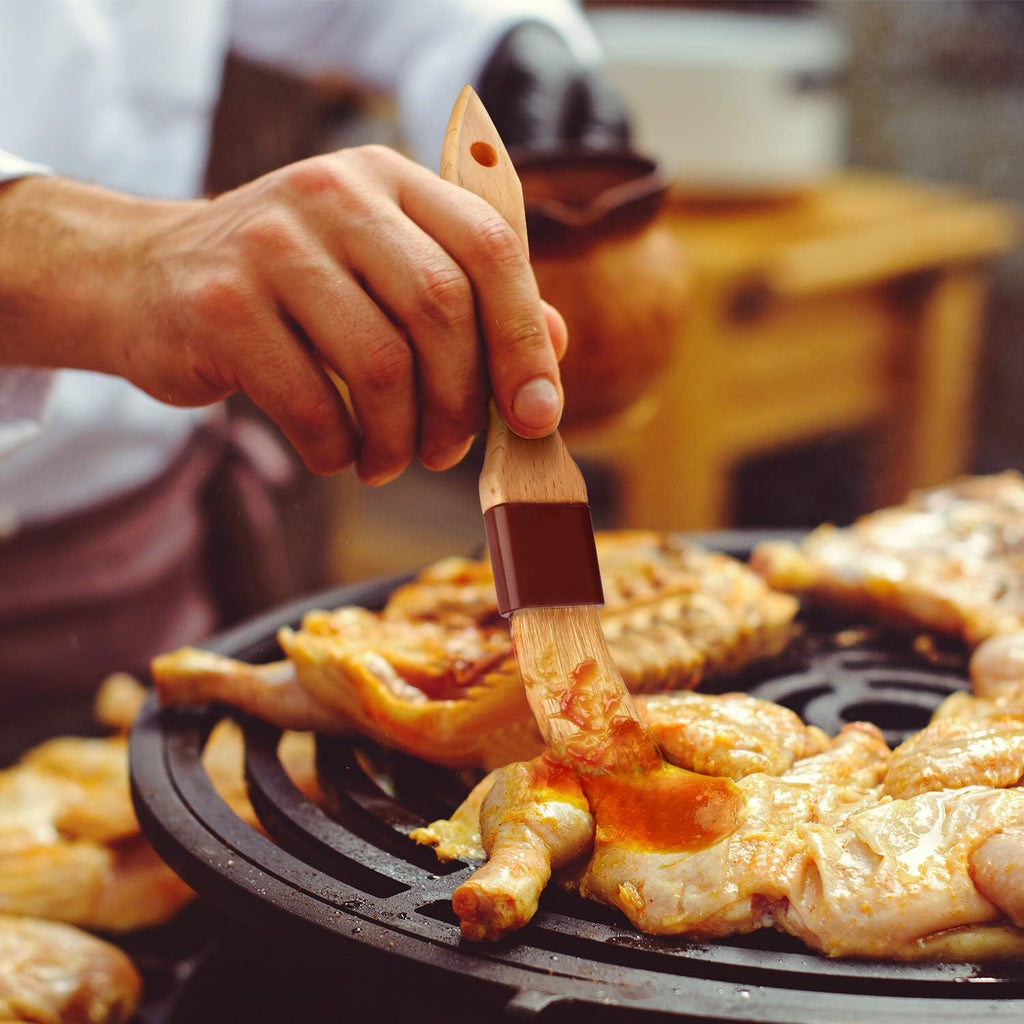 Pastry Brushes for Baking Basting Brush with Boar Bristles and Beech Hardwood Handles Culinary Oil Brush for Barbecue Butter Grill BBQ Sauce Baster Marinade Kitchen Food Cooking Brushes (1/1.5/2/3")