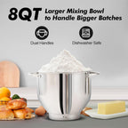 Aucma Stand Mixer, 900W 8QT Large Kitchen Mixer, Kitchen Electric Mixers with Dough Hook, Wire Whip & Beater (Black, 8QT)