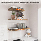 Floating Shelf, Set of 2 Wall Shelf, 30 in W x 12.75 in D x 2 in H Wooden Floating Wall Shelf with Invisible Brackets for Living Room/Bedroom/Bathroom/Kitchen Storage and Decor, Rustic Brown