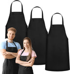 GREEN LIFESTYLE 3 Pack Professional Chef Apron – Grilling Aprons for Men, Waterproof Cooking Apron for BBQ, Work or Restaurant Use, Kitchen Aprons for Women – Black, No Pockets