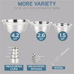 COOK WITH COLOR Stainless Steel Mixing Bowls Set - Nesting Bowls with Non-Slip Bottom and Easy-Grip Handles, Silver, 12 Pieces