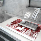 Christmas Dish Drying Mats for Kitchen Counter 16x18 Inch Merry Christmas Happy New Year Snowflake Microfiber Drying Mat Kitchen Accessories Fast Dry Dishes Pad Dish Rack Drainer Mat for Coffee Bar