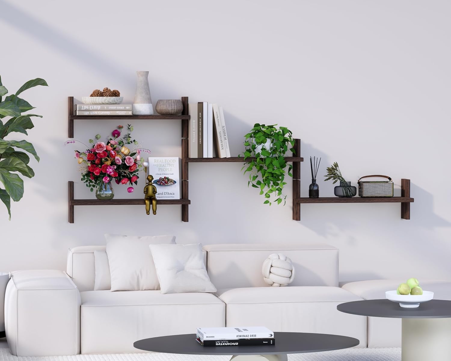 Rustic Floating Shelves – 22.8"x6.7" Solid Wood Bookshelves for Books, Plants, Photos & Decor – Brown Wooden Storage for Bedroom, Living Room, Bathroom, Kitchen