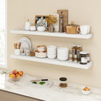 48 Inch Floating Shelves, 9.3" Deep Floating Shelf Wall Mounted, 48" Wall Shelves, Rustic Deep Bookshelf, Large Display Shelves & Storage Shelves for Bedroom, Living Room, White, Set of 1