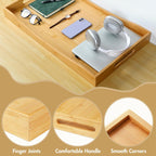 GOBAM Bamboo Extra Large Ottoman Tray, 26 x 15 inches - Wooden Tray for Dining Table & Parties, Serving Tray with Handles for Food, Cheese, Snacks, Tea, Coffee & Wine