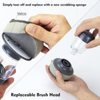 Dish Brush with Soap Dispenser, Kitchen Scrub Brush for Dishes Pots Pans Sink Cleaning, Scrub Sponge Dish Scrubber with Holder Set (Grey Handle & Scrub Sponge)