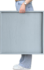 Square Ottoman Table Tray 24" - Rustic Wooden Serving Tray for Farmhouse Decorative Oversized Coffee Table Trays Living Room Kitchen Counter Breakfast Grey