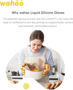 wahoo Professional Liquid Silicone Oven Mitts Gloves, Heat Resistant Gloves for Cooking, Baking, CoralAir Liner, 12 Inch, Yellow, X-Large
