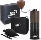 Manual Coffee Grinder With Stainless Steel Burr – Hand Coffee Grinder for Espresso Pour Over and French Press – Travel-Ready Design With Carry Case Brush and Blower