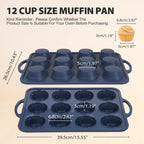Silicone Muffin Pan with Metal Frame, Non Stick Silicone Cupcake Pan with Handles Regular 12 Cup, BPA Free Silicon Muffin Tin Tray for baking, egg bites, Cupcake Mold Grey