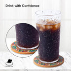 Coasters for Drinks 12 pcs Absorbent Cork Coasters with Turkish Mandala Pattrn for Coffee Table Housewarming Gifts for New Home Present for Friends, Living Room Decor, Apartment Decor