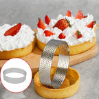 4 Pcs Perforated Tart Rings for Baking 3.15" Cake Mousse Ring Stainless Steel Circle Tartlet Molds