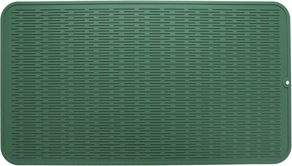Silicone Dish Drying Mat for Multiple Usage,Easy clean,Eco-friendly,Heat-resistant Silicone Mat for Kitchen Counter or Sink,Refrigerator or Drawer Liner Green 4XL 32 inches x 18 inches