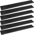 6 Pack Rubber Bar Mats, 24" x 3.15", Black Bar Service Spill Mat for Countertop Bartending, Efficient and Stylish Solution