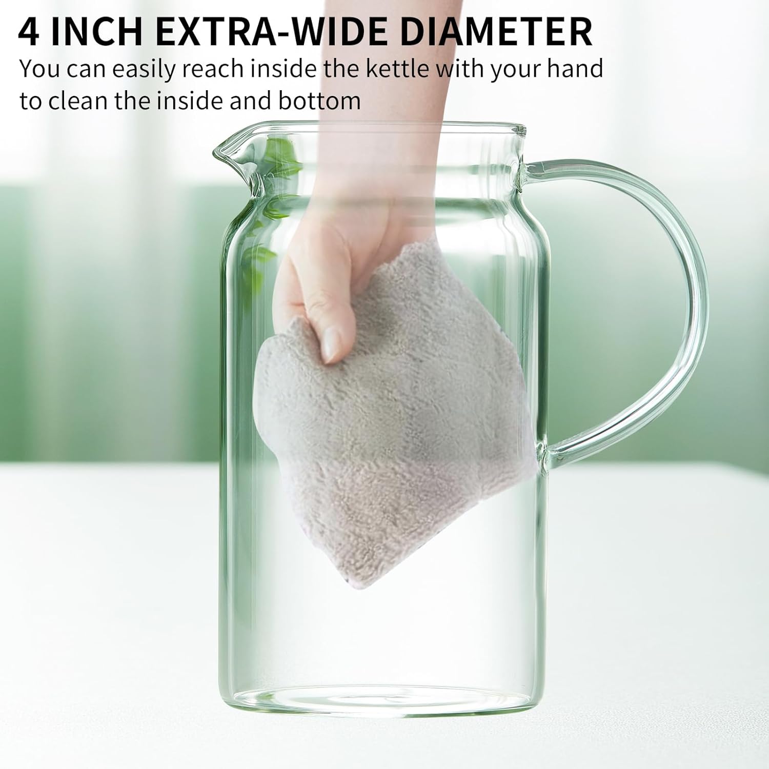 1 Gallon Glass Pitcher with Lid and Spout, Water Jug, 4000ML Carafe for Hot/Cold Water, Large Iced Tea Pitcher for Coffee, Juice and Homemade Beverage