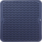 Silicone Dish Drying Mat for Multiple Usage,Easy clean,Eco-friendly,Heat-resistant Silicone Mat for Kitchen Counter or Sink,Refrigerator or Drawer liner Navy Blue M 12 inches x 12 inches