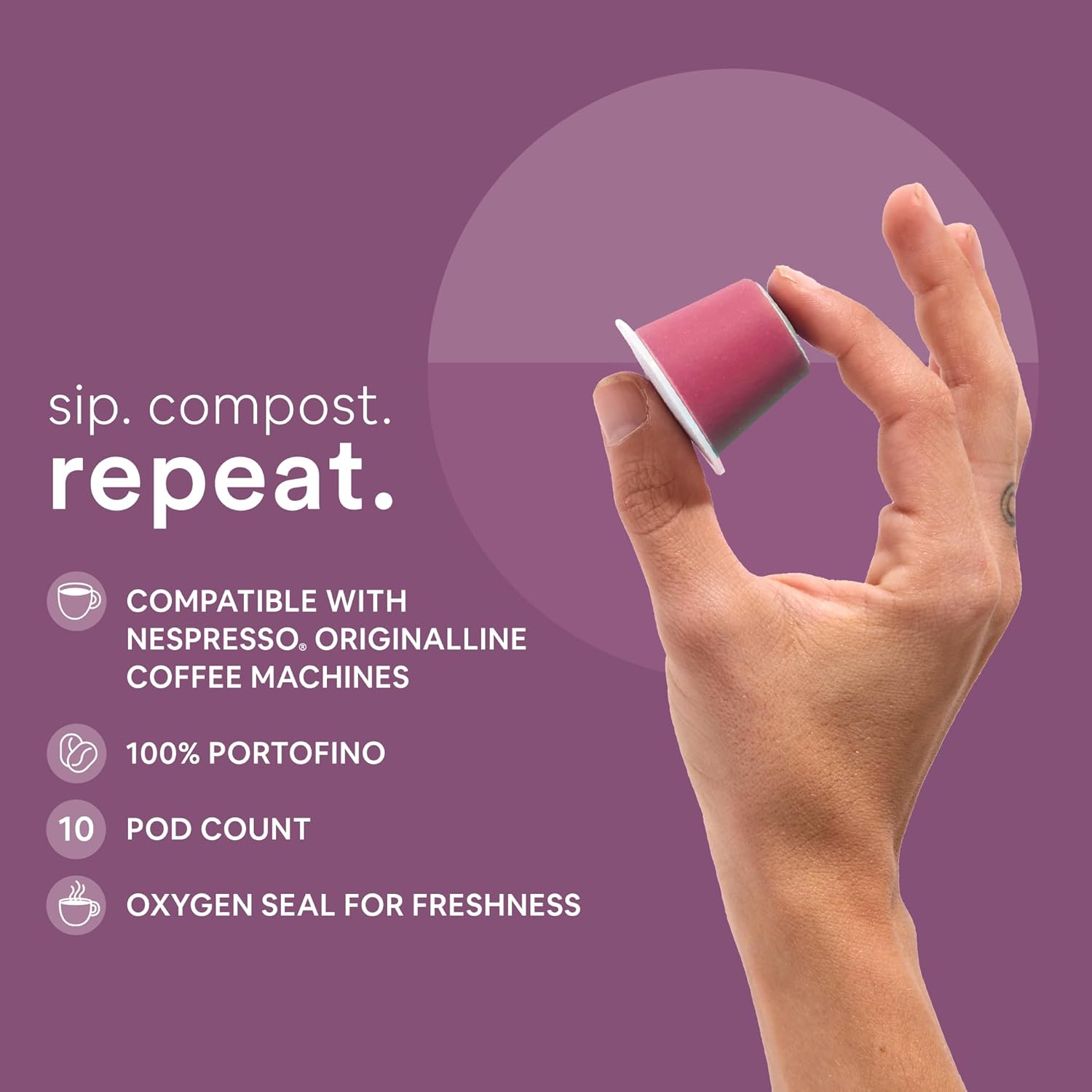 WOKEN COFFEE Compostable Nespresso Pods - Portofino Medium Roast Italian Espresso Coffee Capsules Compatible With Nespresso Coffee Machine (60 Pod Count, 6 Boxes)