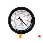 Pressure Vacuum Gauge 2-1/2" Dial Liquid Filled -30 inhg/30 PSI, Rubber Protective Case, 1/4" Brass Lower Mount, Including 1/4" to 1/8" Thread Adapter and Teflon Tape