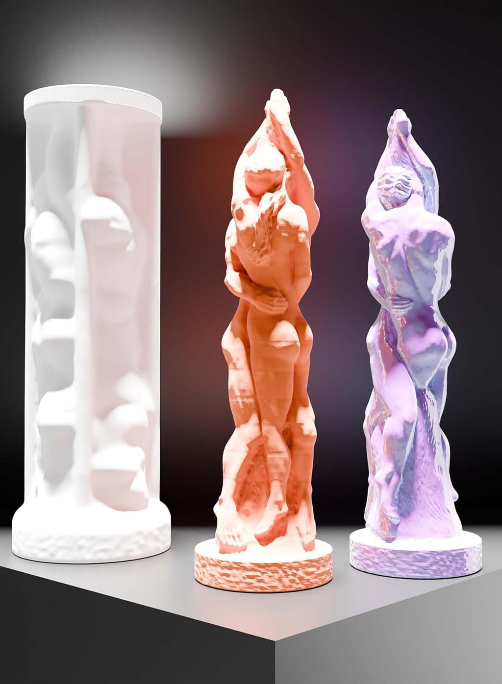Couple Resin Mold Couple Portrait Silicone Wave Spiral Candle Mold - Silicone Resin Casting Molds for Candle & Resin & Soap Craft Supplies