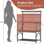 Furologee Kitchen Bakers Rack with Hutch,Coffee Stand with Storage 4 Tiers,Coffee Bar Station with a 31.5 Inch Larger Desktop and 8 S Hooks,Kitchen Microwave Rack for Spices,Pots,Rustic Brown