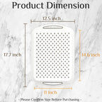 17.7" x 12.5" Anti-Slip Serving Trays with Handles, 3 Pcs X-Large Rectangular Food Serving Tray for Lap, Reusable and Durable Breakfast Tray, White