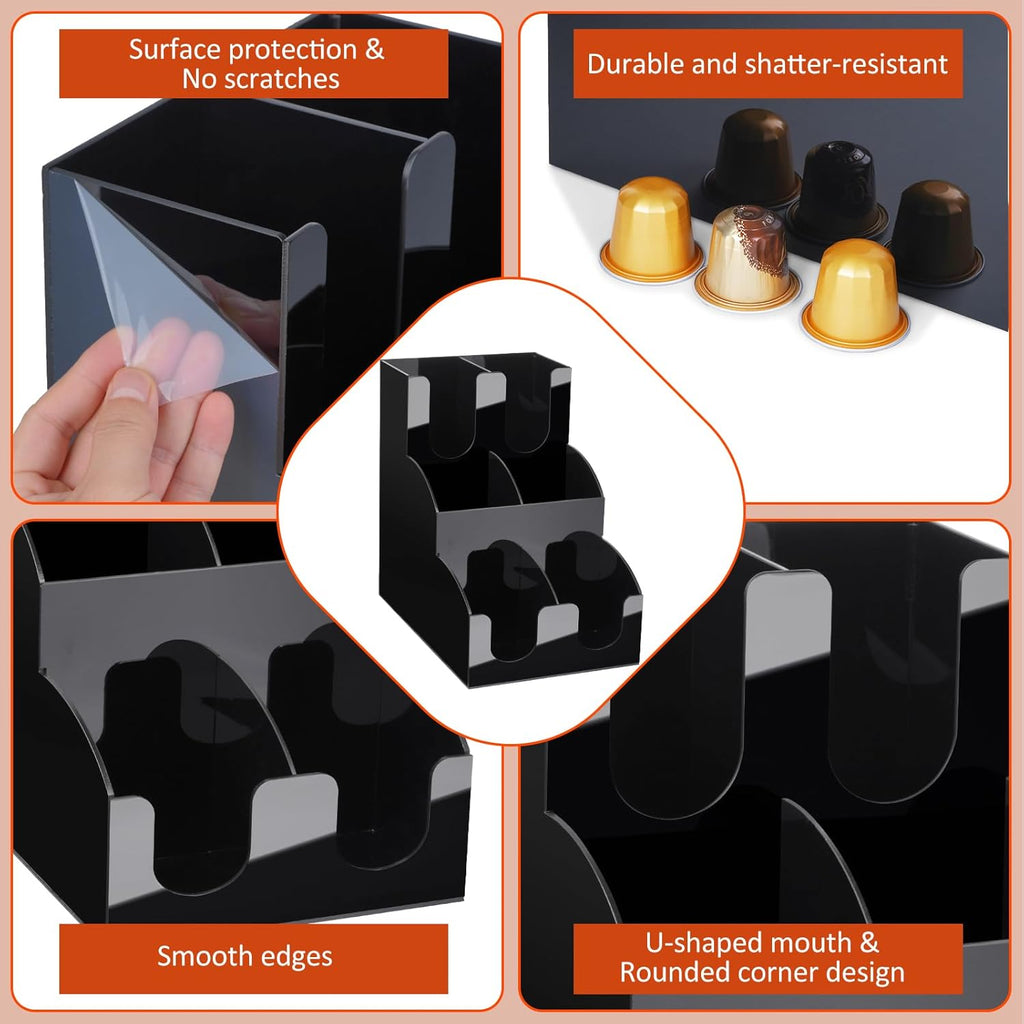 MYITYARD Coffee Station Organizer, Coffee Cup Holder for Countertop, Cup and Lid Dispenser with 6 Compartment, Cup and Condiment Station for Home, Kitchen, Office and Breakroom