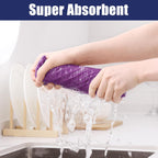 Homaxy Microfiber Waffle Weave Kitchen Towels, 16 x 28 Inch Ultra Absorbent and Solid Color Dish Towels, 4 Pack, Purple