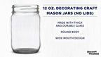 DISCOUNT PROMOS Decorating Mason Jars 12 oz. Set of 10, Bulk Pack - Glass Jars for Overnight Oats, Candies, Fruits, Pickles, Spices, Beverages - Black