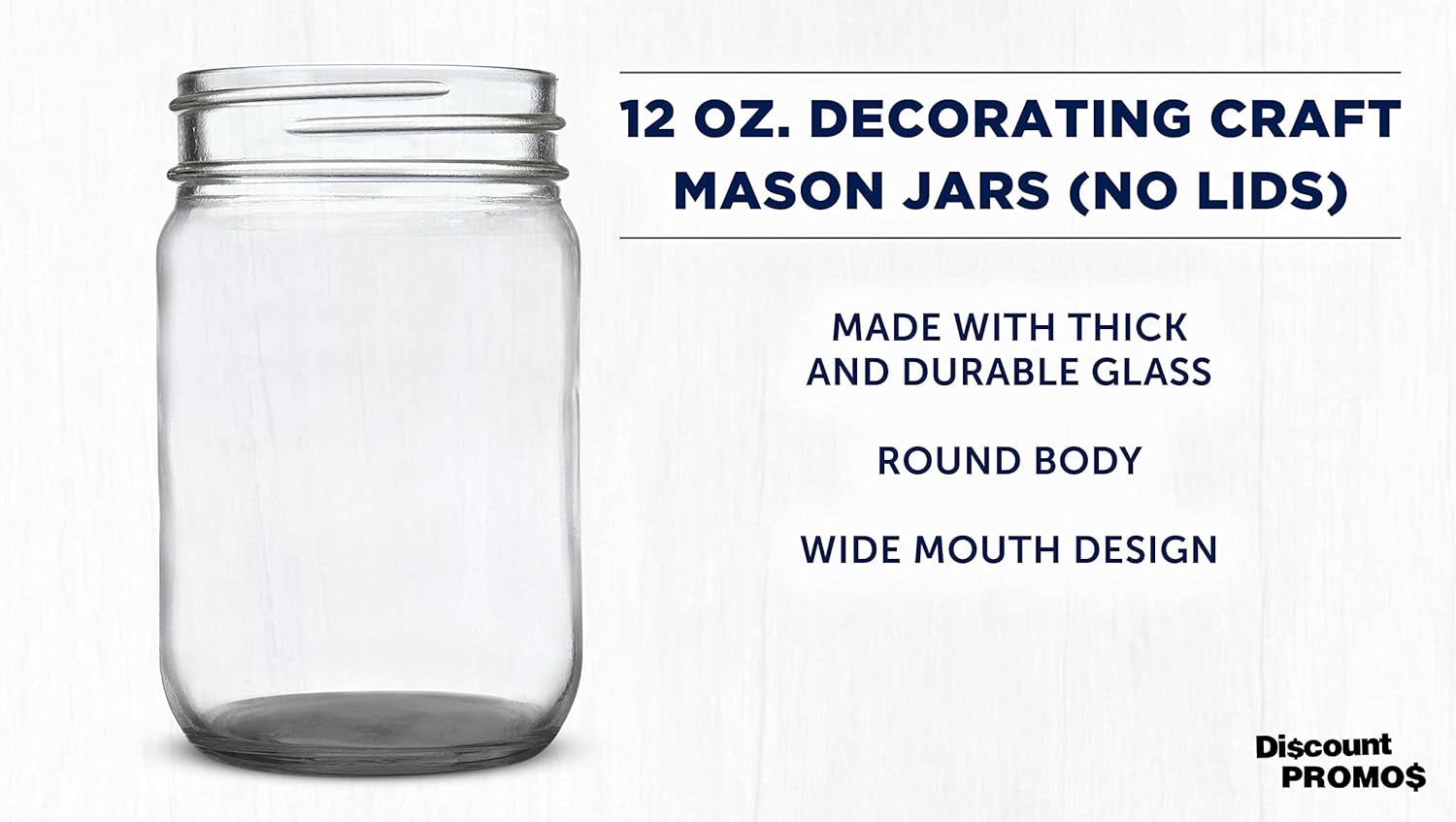 DISCOUNT PROMOS Decorating Mason Jars 12 oz. Set of 10, Bulk Pack - Glass Jars for Overnight Oats, Candies, Fruits, Pickles, Spices, Beverages - Black