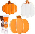 Ann Clark Pumpkin Cookie Cutters and Decorating 5-Pc. Set - Made in USA With Tall Pumpkin, Gourd Shapes, Brown & Orange Food Coloring Gel