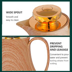 Insulated Thermal Coffee Carafe, 33 oz, Luxury Arabic-Style Insulated Carafe Flask, Coffee Tea Pot, with Spout and Glass Liner for Hot Cold Water, Housewarming Ornaments (Wood Color)