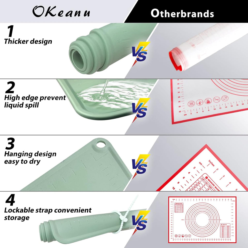 28"X20" Silicone Baking Mat Extra Large Non-stick Pastry Mat with High Edge, Dough Rolling Board for Pastry, Macarons, Pies, Bread, Cookies, Pizza, Fondant, Pasta, Food Grade Silicone Baking Supplies