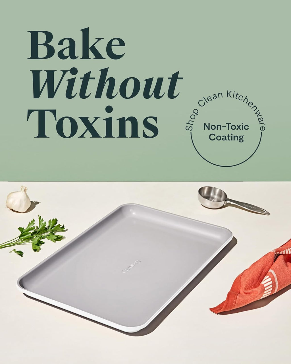 Caraway Non-Stick Ceramic Medium Baking Sheet - Naturally Slick Ceramic Coating - Non-Toxic, PTFE & PFOA Free - Perfect for Baking, Roasting, and More - Medium (15" x 10") - White