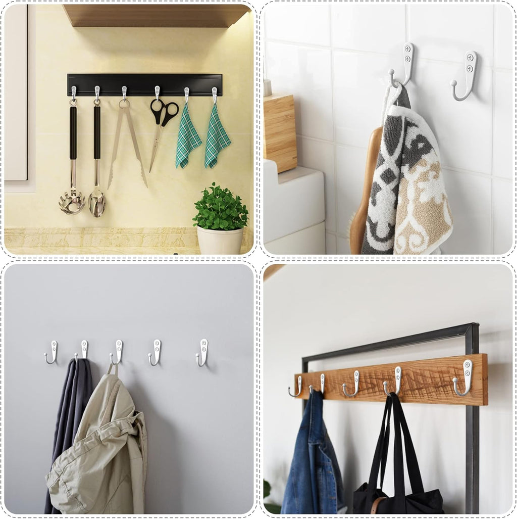 25PCS Wall Hooks | Hooks for Hanging | Wall Hooks for Hanging | Coat Hooks | Hooks for Hanging Heavy Duty | Wall Hangers with 50 Pieces Screws（White）