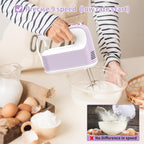 9-Speed Digital Hand Mixer Electric, 400W DC Motor, Hand Mixer electric Handheld with Snap-On Storage Case, Touch Button, Turbo Boost, 5x Stainless Steel Accessories (Lilac Purple)