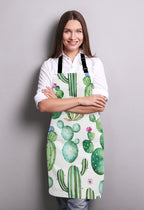 Cactus Adjustable Bib Apron, Tropical Watercolor Cactus Plants Cooking Kitchen Apron for Men Women