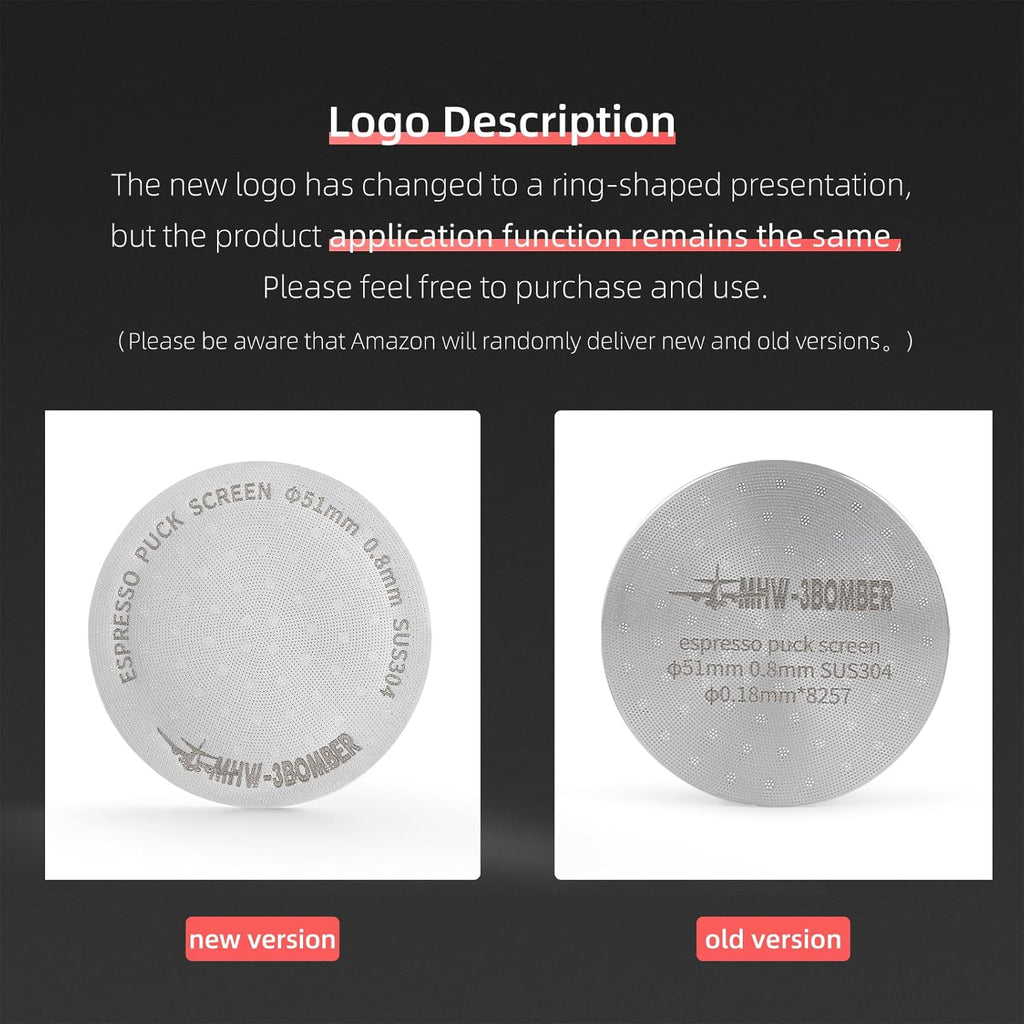 MHW-3BOMBER 51mm Espresso Puck Screen 2 Packs Metal Coffee Filter Reusable Espresso Filters for 51mm Portafilter Basket 0.8mm Thickness FG7008S-OS