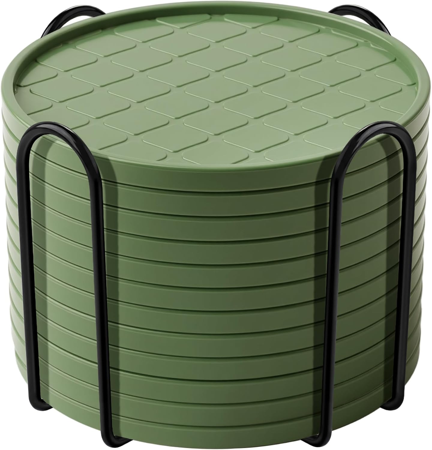 Coasters,Drink Coasters Set of 8 with Holder (Green, 12pcs)