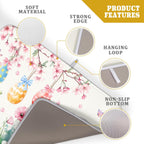 Giwawa Easter Bunny Dish Drying Mat, Spring Rabbits Eggs Hunt Dish Drainer Mats for Kitchen Countertop, Watercolor Floral Absorbent Reversible Dish Drying Pad Decor, 18x24inches, Large