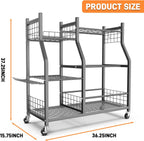 TORACK Garden Tool Organizer with Wheels, Rakes Shovels Yard Tools Stand for Garage, Shed, Garden, Indoor/Outdoor Long-Handled Tools Cart