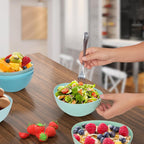 6.2'' Bamboo Fiber Cereal Bowls Set of 6, Soup Bowls 24 Oz for Serving Salad, Snack, Side Dishes, Colourful Oval Lightweight Bowls for Breakfast, Lunch and Dinner, Dishwasher&Freezer Safe (Turquoise)