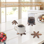 Yuoyar Coasters, Wooden Tree-Shaped Sapeli Wood Drink Coasters Set for Coffee Table, Kitchen Table Decor