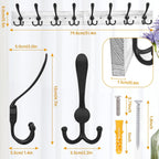 IBosins Wall Mounted Coat Rack, 31.4'' Long, Rustic Wood & Aluminum Coat Rack with 8 Black Tri-Hooks for Coat, Bag, Towel, Key, Hat, Umbrella